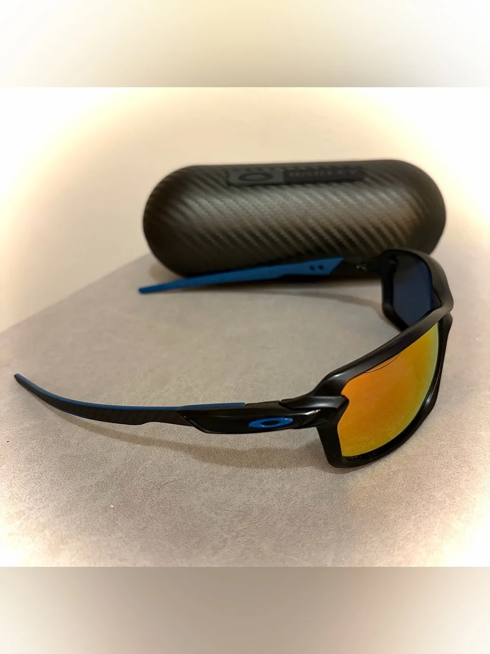 Oakley Carbon Shift Sunglasses with Orange Iridium Mirror Lenses -Black & Blue